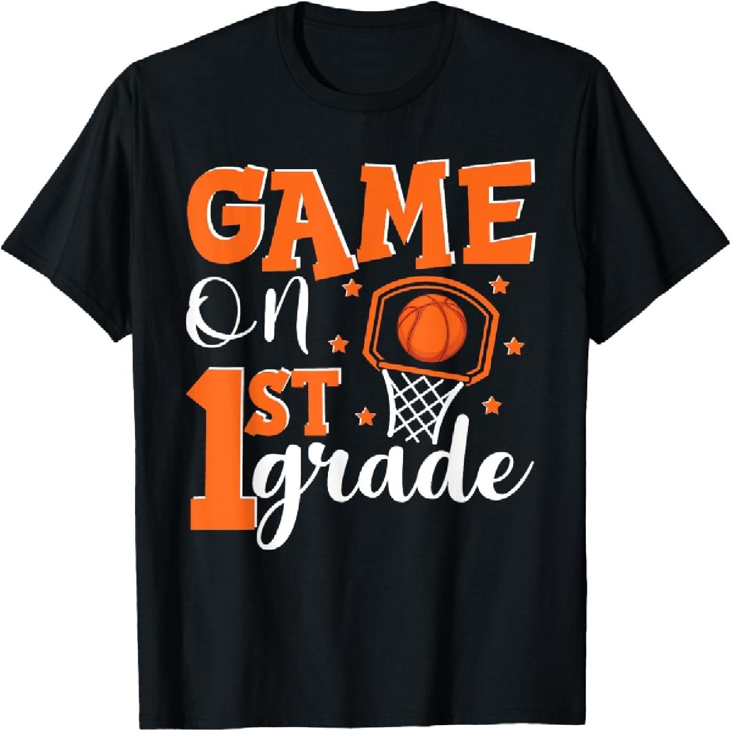 Game On 1st Grade Basketball Back To School Student Boys T-Shirt S