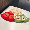 Women Cherry Theme Stretchy Knitted Hat Fashion Hollow Ruffles Vibrant Bucket Hat Bowler Hat Handmade Crochet Cute 58cm