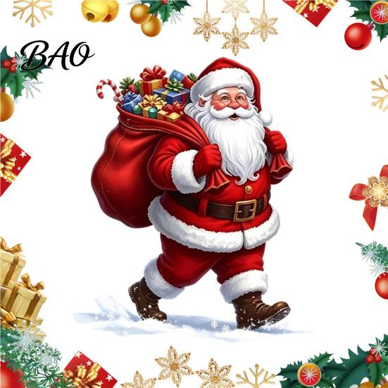 Removable Glass Door Stickers Christmas Wall Stickers, Cartoon Santa Claus Carrying Bag Decal, Peel And Stick Window Clings Full of Gifts DIY