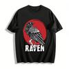 Vintage Raven Print Casual T-shirt Unisex Street Style Loose Top Pure Cotton T-shirt