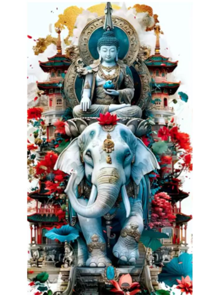 Buddha Statue 5DDIY Diamond Painting Holy Spirit Buddha Statue Shakyamuni Oil Painting Living Room Wall Home Decoration