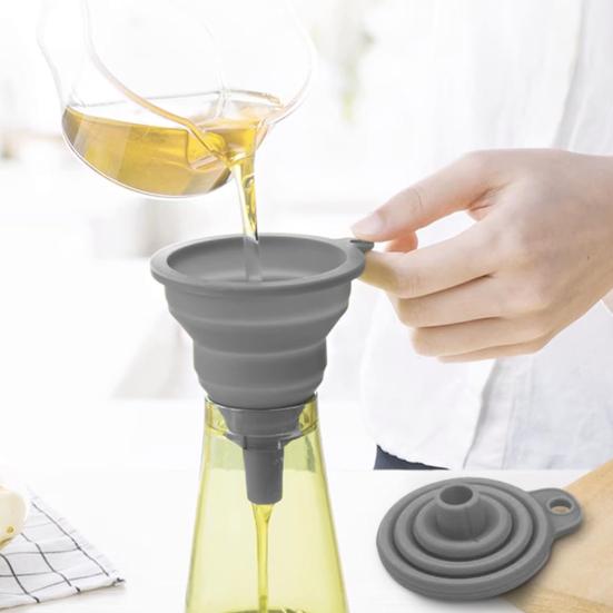 3Pcs Silicone Funnel Set Collapsible Kitchen Funnels Large Medium Small Funnels for Liquid Transfer Heat Resistant Bottling Kitchen Gadgets