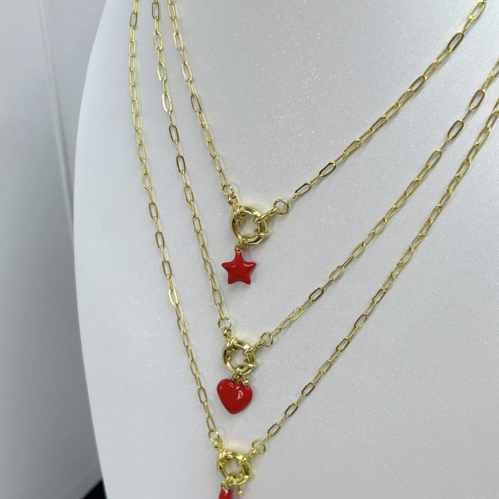 Originaldesign Kupfer Tropföl Rot Wassertropfen Stern Schmetterling Liebe Auge Anhänger Halskette 50cm Charm Damen Party Geschenk