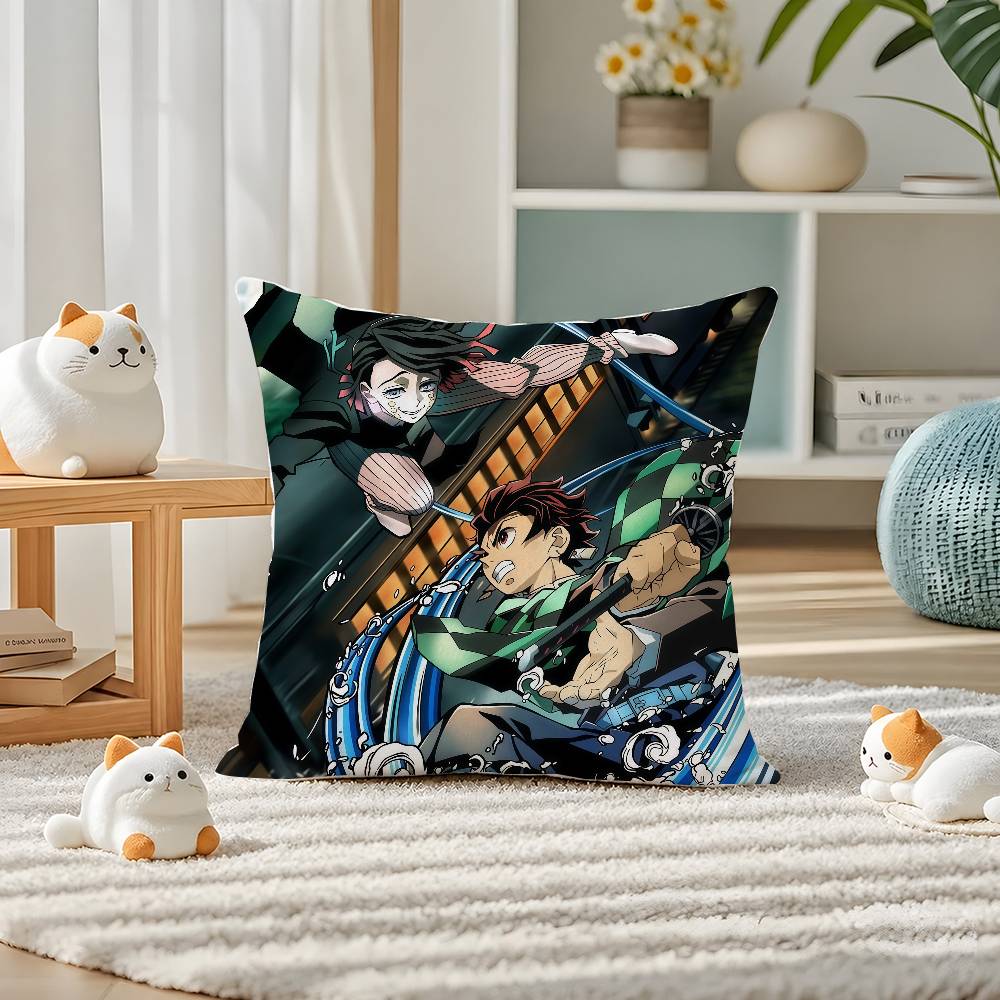 Demon Slayer Tokito Muichiro Anime Plush Pillow Cover Soft Short Plush Cushion Cover For Sofa Bedroom Home Decor Gift Decoration