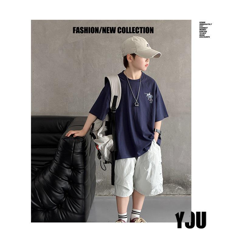 Trendy Boys' Summer Two-Piece Set: Short Sleeve T-Shirt & Casual Sports Shorts