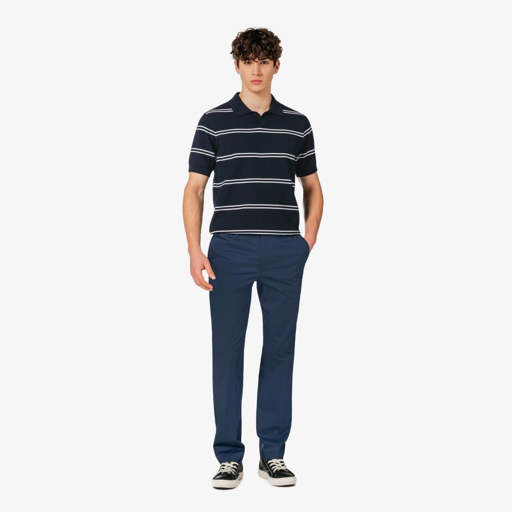 [lacoste] Men's Open-Collar Pin Stripe Short-Sleeve Sweater Polo Shirt PH396E-56G166