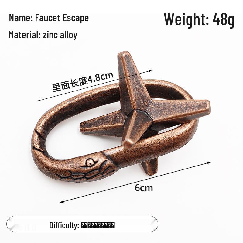Zinc Alloy Kongming Puzzle Lock: Disentanglement Ring Educational Toy