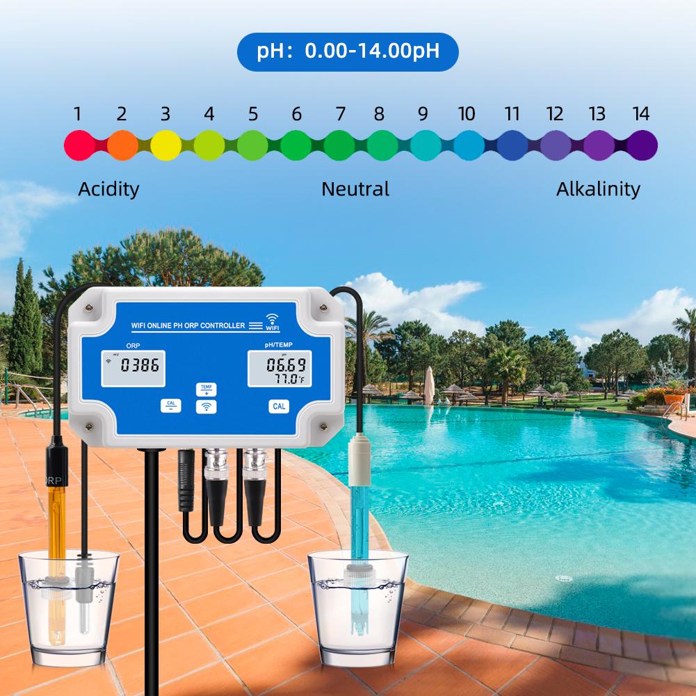 Smart WIFI Online Meter PH ORP Temp Aquarium Water Quality Tester Monitor Controller for Swimming Pool Spa Soilless Cultivation