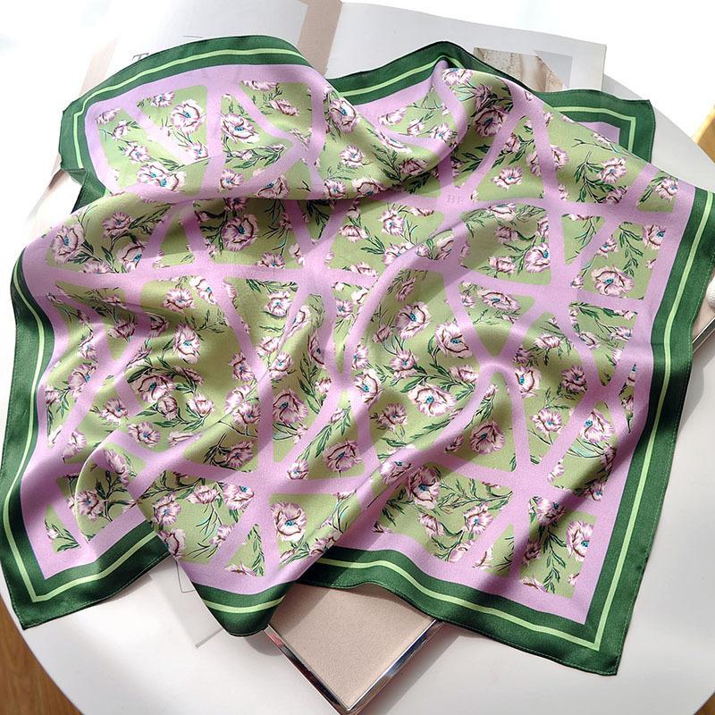 Luxury Apricot Print 70*70cm Silk Square Scarf Women Soft Satin Hairband Neckerchief Tie Female Headband Foulard Bag Ribbon Gift
