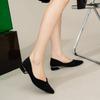 Damen Pumps Scharfe Spitze Einfache Schuhe mit dickem Absatz Vielseitige Schuhe mit niedrigem Absatz Schwarz Arbeitsschuhe Modische Damenschuhe in Übergröße