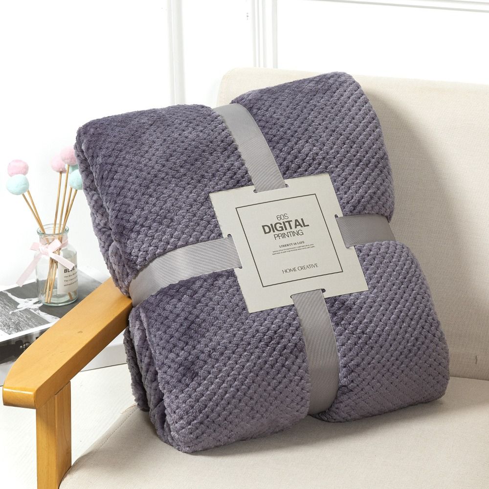 Warm Soft Waffle Textured Large Size Bed Sofa Home Textile Fleece Blanket Quilt Flannel Blanket