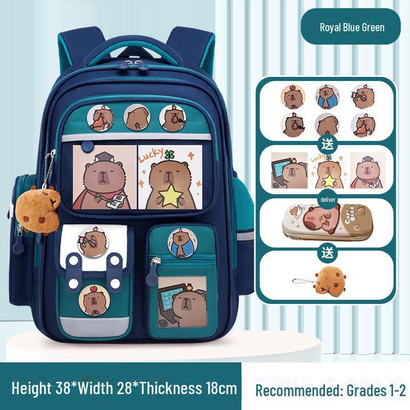 Capibara Schoolbag: Large Capacity, Lightweight Backpack for Grades 1-6, Ideal for Boys and Girls
