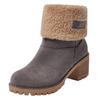 New Short Boots Women's Boots Medium Tube Thick Heel High Heel Fluffy Snow Boots Large Size Cotton Boots Women