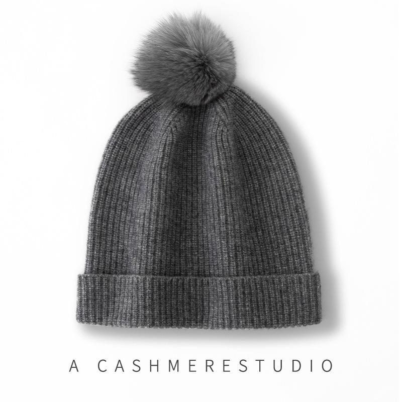 New Style Women's High End Solid Color Fur Ball Warm and Fashionable Knitted Cuffed Casual Toe Cap