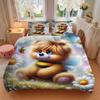 3pcs Anime Cartoon Design Bee Bear Bedding Set - Includes One Quilt Cover and Two Pillowcases (No Core) - Polyester Fabric, Suitable for Bed