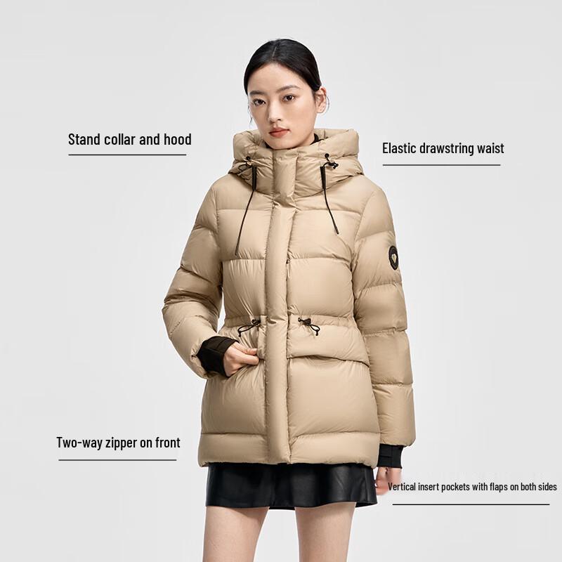 Qianrengang Women's Mid-Length Goose Down Puffer Jacket