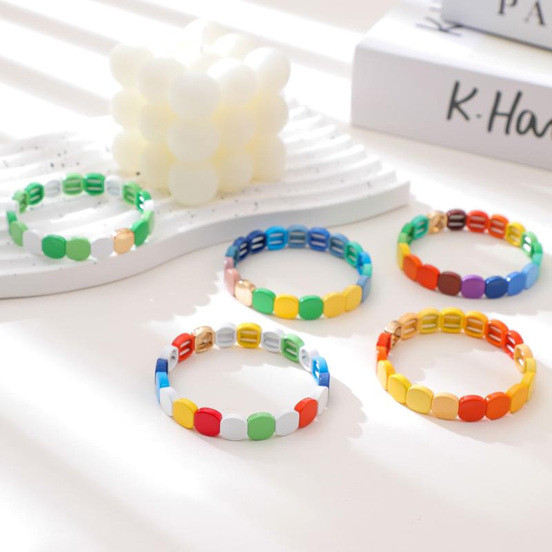 Colorful Honeycomb Beads Alloy Bracelet All-match Stylish Beaded Bangle for Women Summer Any Outfit Occasion Jewelry