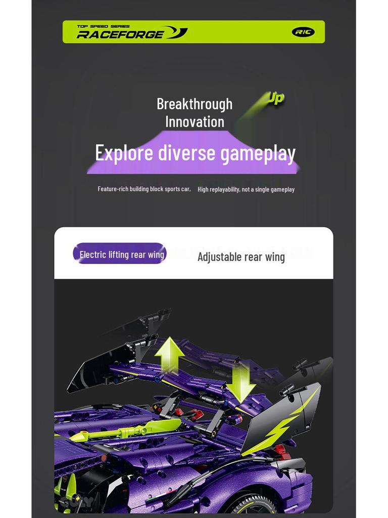 Guli 10635 Supercar Series 1:8 Remote Control Lambo Lightning Building Block Model