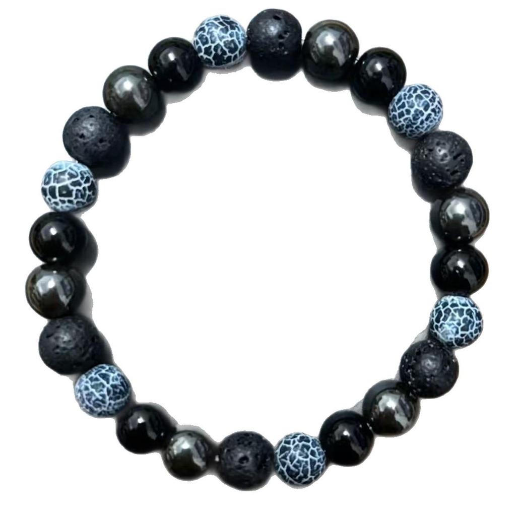 European and American Style Natural Stone Weathered Volcanic Rock Bracelet