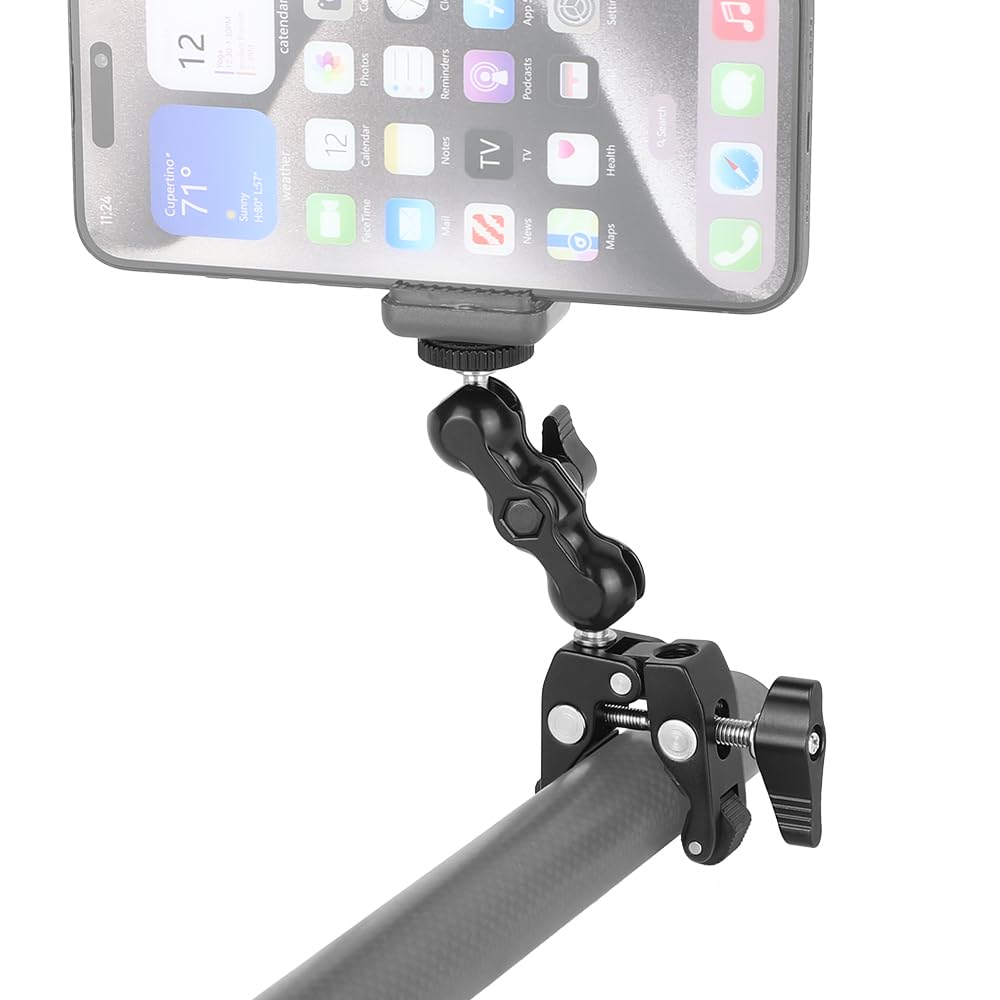 SZRIG Super Clamp Articulating 1/4"-20 Mini Ball Hand for Camera Monitor LED Light Accessories (Black)