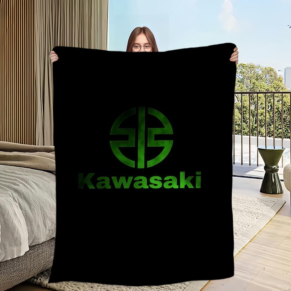 K-Kawasaki-ES Coperta con Logo Cool in Flanella Calda Confortevole Morbido Peluche per Picnic Letti Divani Case e Camere da Letto