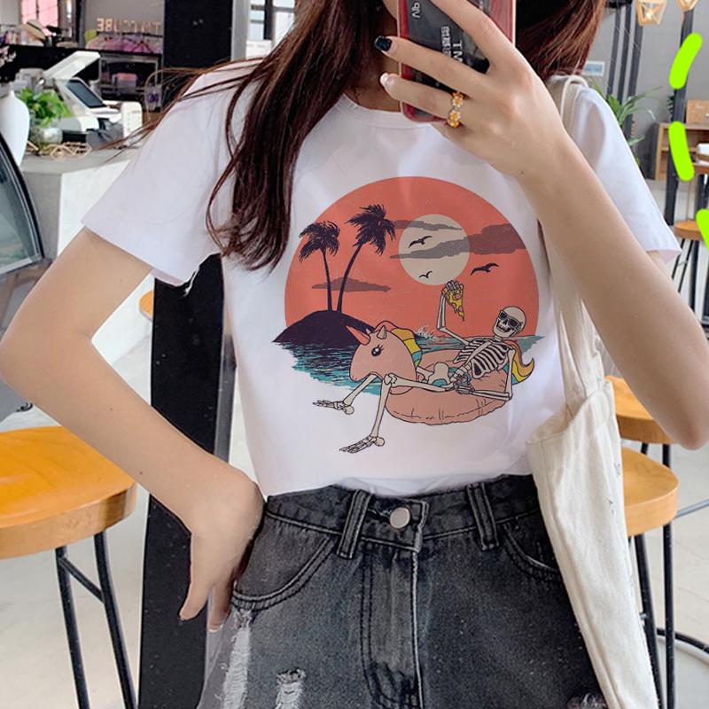 Unicorn Kawaii Harajuku T Shirt Women Ullzang Funny Cartoon Cute T-Shirt 90S Korean Style Tshirt Graphic Printed Top Tees Female