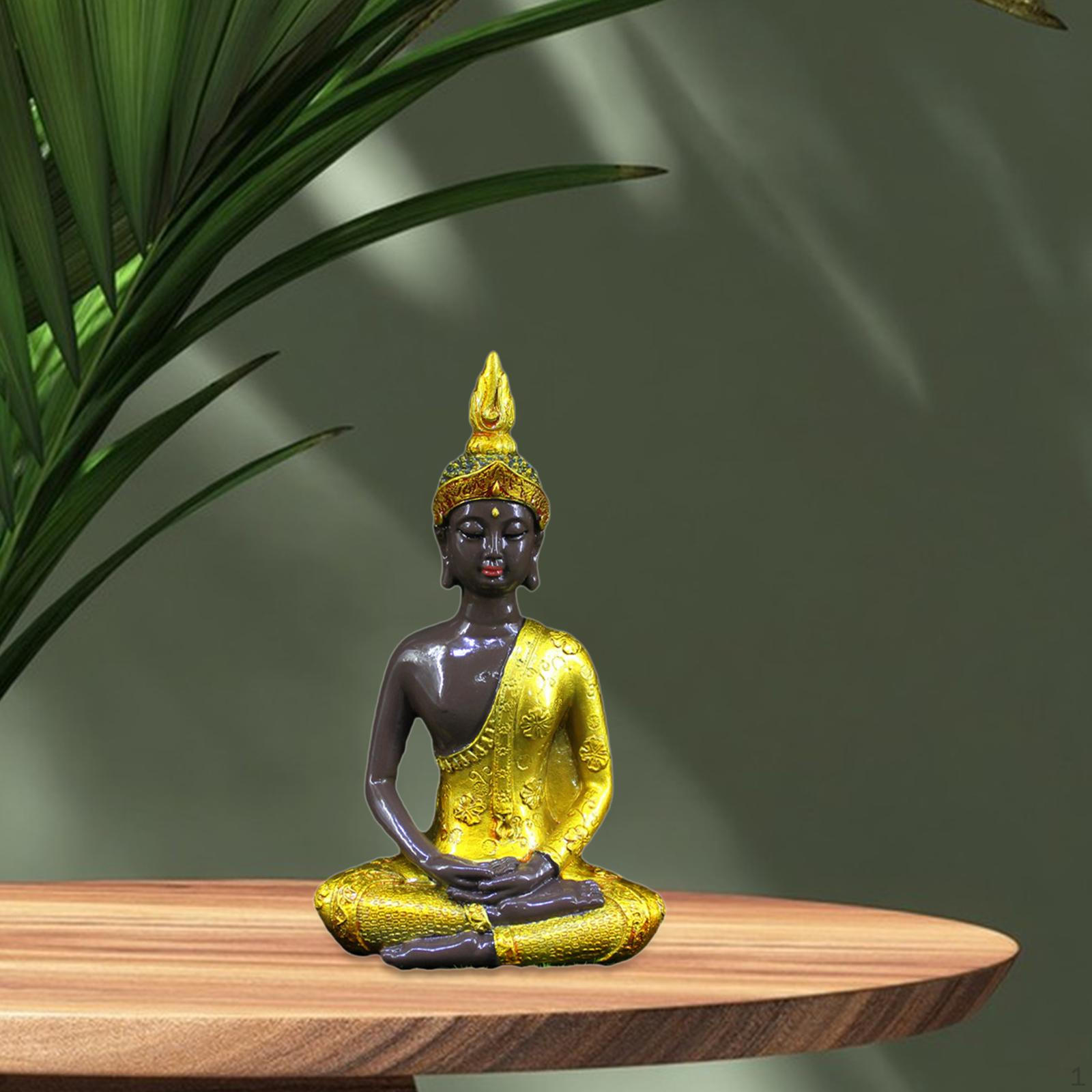 

Buddha Statue Tabletop Ornament Figurine Sculpture for Indoor Office Shelf