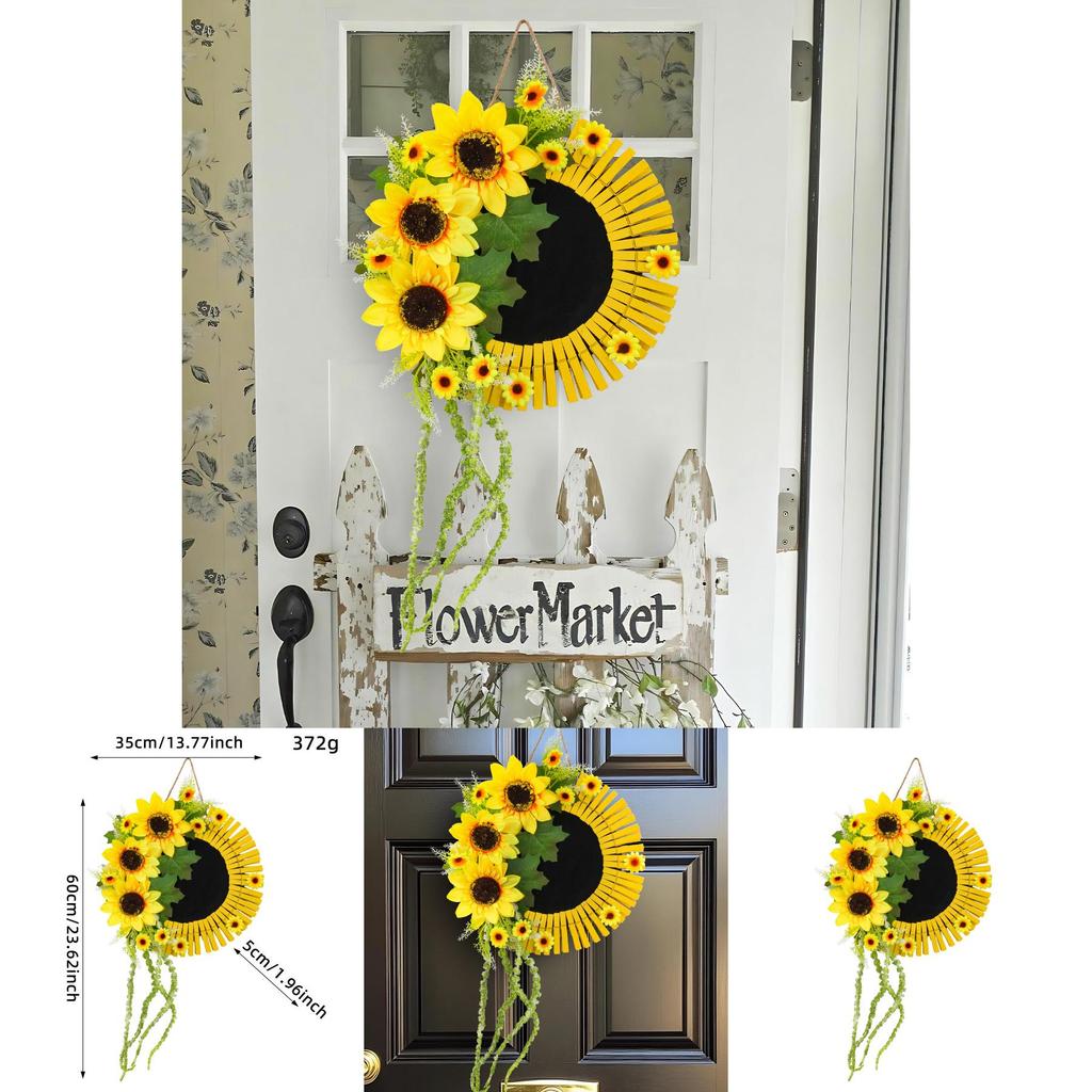 Sunflower Door Sign With Plastic And Polyester Materials For Spring And Autumn