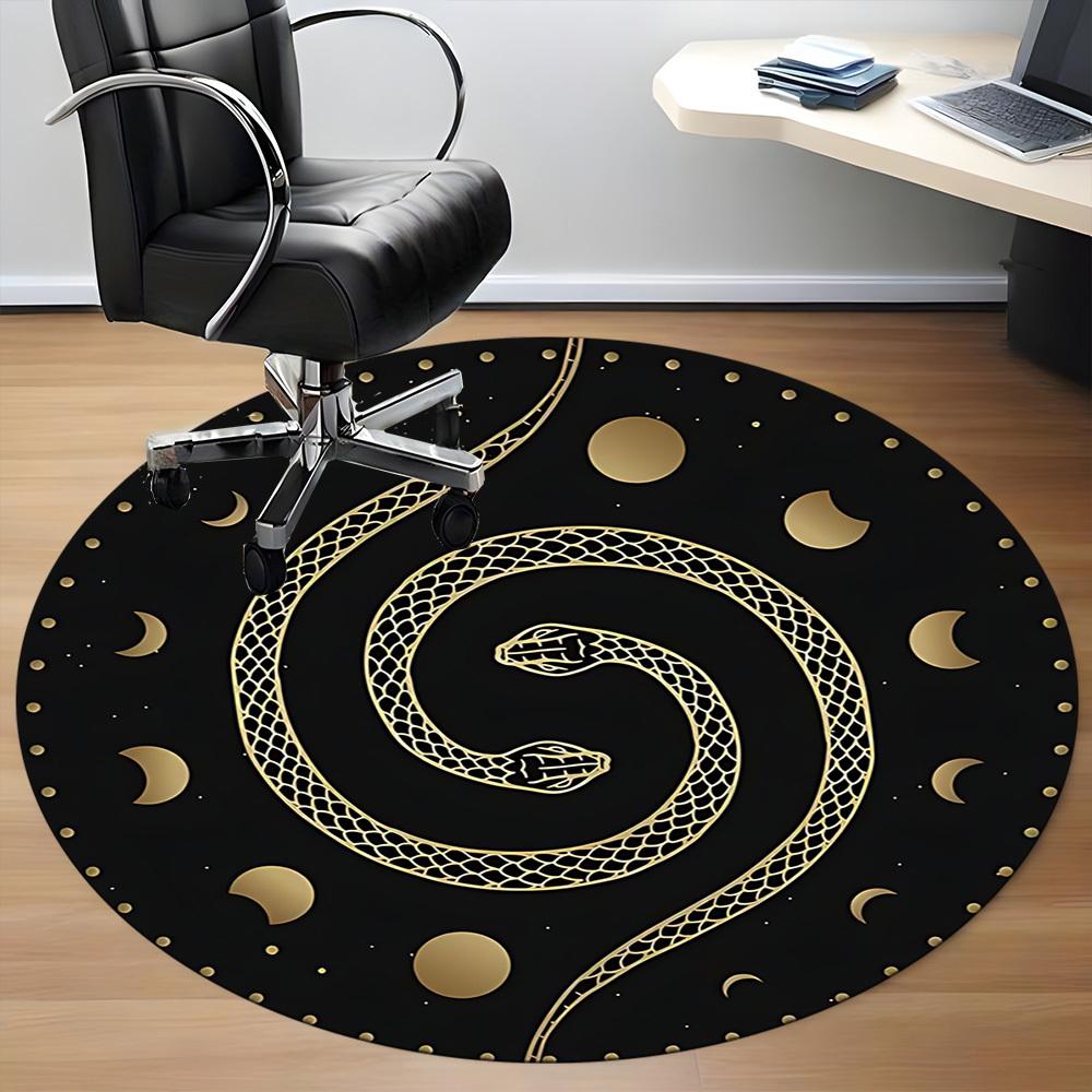 1pc Serpent Moon Phases Office Round Area Rug, Indoor Mat Suitable For Office, Under Office Chairs Bedroom Living Room Home Decor, Room Deco 172