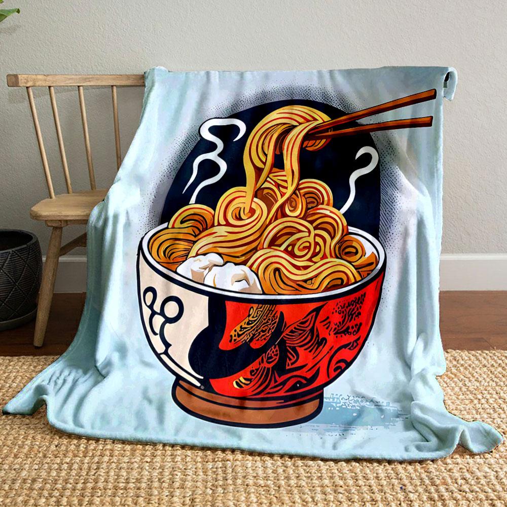 Steaming Ramen In Artistic Bowl Print Blanket Soft and Cozy Perfect for the Living Room Bed Sofa or a Nap,gift