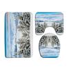Snow Cedar Landscape Christmas Bathroom Shower Curtain Set Waterproof Bathtub Curtains Toilet Cover Mat Non Slip Rug Set
