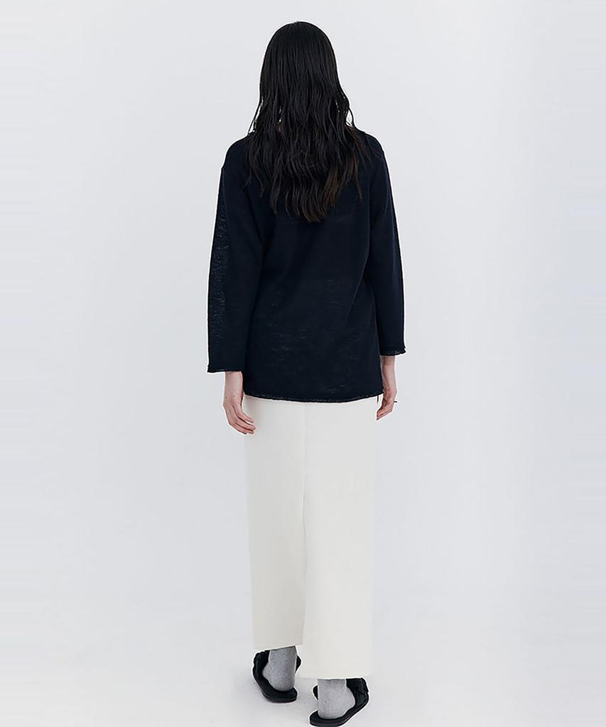 WNDERKAMMER Wool Button Line T-Shirt_Navy