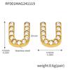Qiong Yao 26-Letter Zircon Inlaid Jewelry Set: Gold-Plated Titanium Steel Necklace, Bracelet, Ring, and Stud Earrings.