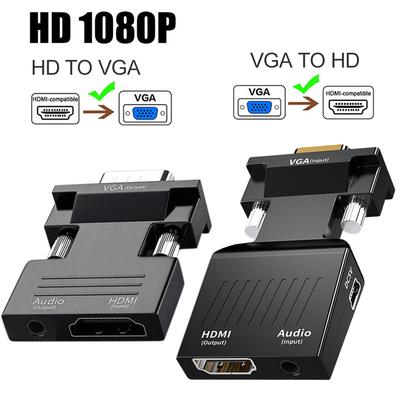 HD 1080P Adapter VGA zu HDMI/HDMI zu VGA Konverter HDMI Buchse zu VGA Stecker Konverter mit Audio für PC Laptop zu HDTV Projektor