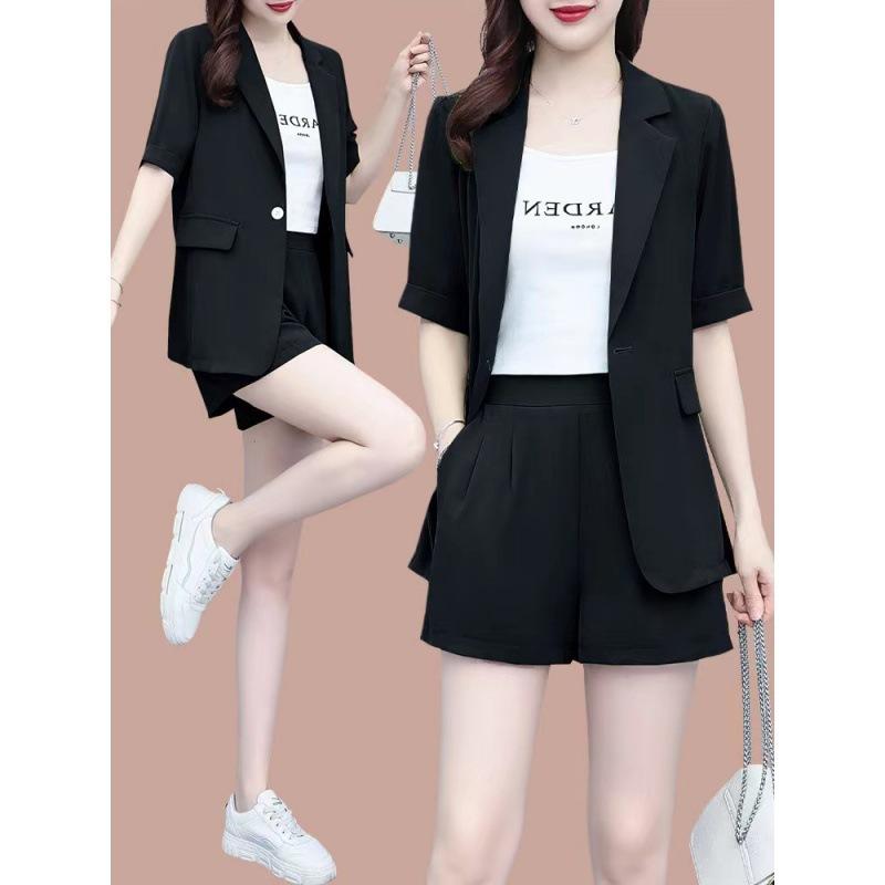 Small Suit Slim Casual Fashion Suit Women's Summer Western Style Professional Shorts Fashionable Suit Two-piece Set