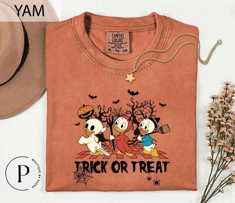 Duck Tales Trick Or Treat T-shirt Huey Dewey Louie Witch Hazel Shirt Size S-4XL S