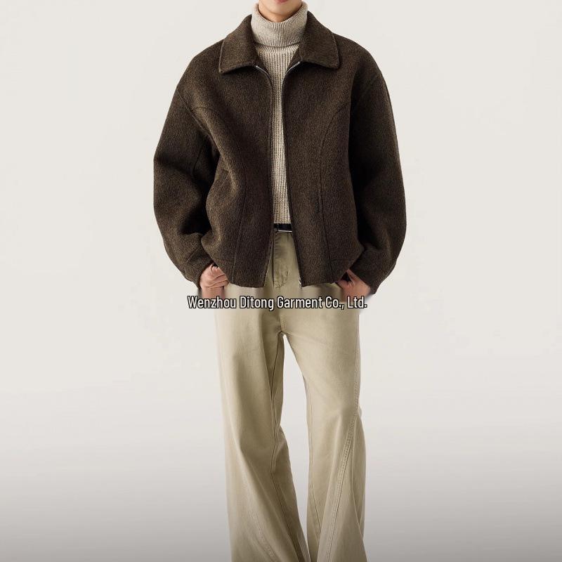 Italian Vintage Style Men's Double-Faced Wool Lapel Coat