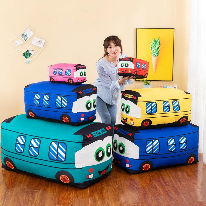 Creative Cartoon Printed Vehicle Bus Car Plush Toy Bus Van Doll Throw Pillow Soft Cloth Doll Children Holiday Birthday Gift