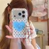 Korean-Style Polka Dot & Heart iPhone 17 Pro Max Case - Black & Blue, Drop-Proof Protection for Apple 16.