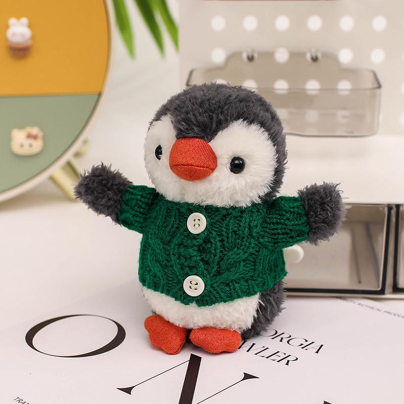 Lindo lindo pingüinito vestido colgante peluche muñeca niña mochila llavero colgante pequeño muñeco de trapo
