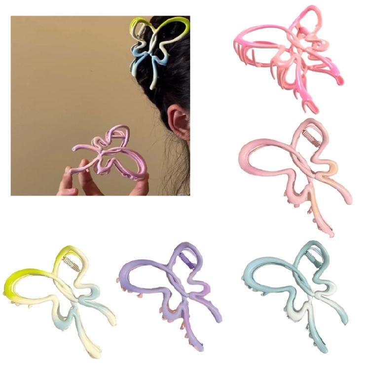 Temperament Ponytail Hair Claw Girl Hair Clip with Hollowed Butterfly for Braids