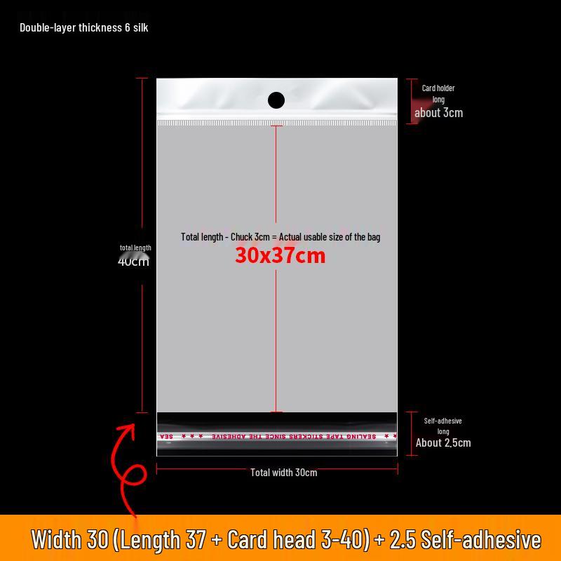 Self-Adhesive Transparent Jewelry Earring Bags with Header and Hanging Hole