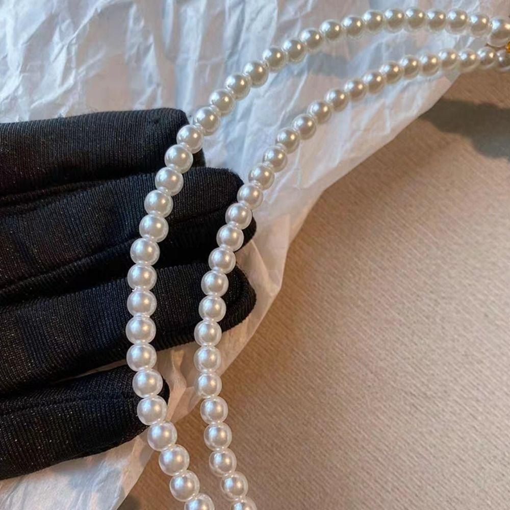 Asymmetric Pearl Beaded Necklace Elegant Women Neck Jewelry Exquisite Pearl Choker Necklace  Party