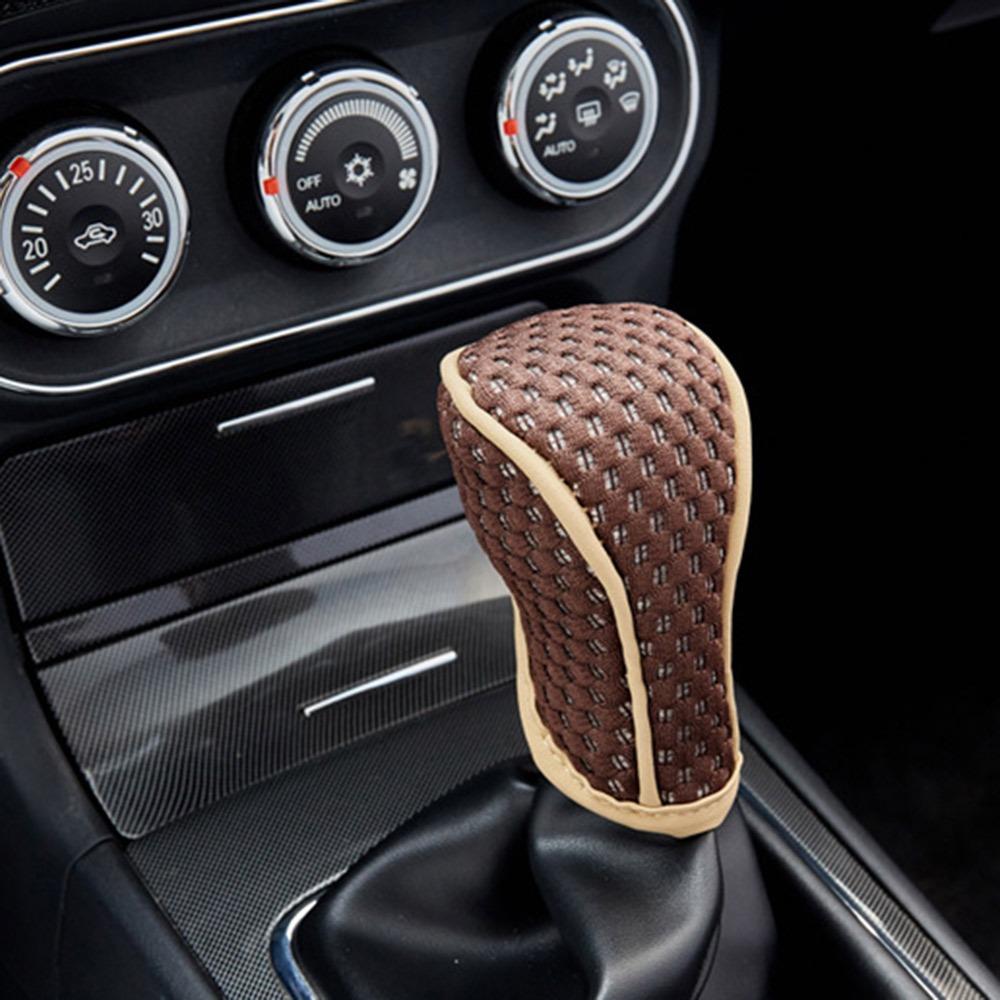Universal Non Slip Car Shift Knob Cover Breathable Solid Color Grip Handle Protective Cover Auto Interior Accessories