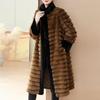 Golden Mink Fur Long Coat High Quality Warm Thick Fashion Winter Jacket