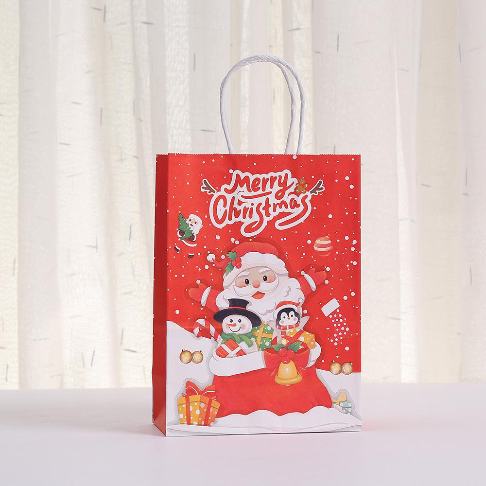 20pcs Cartoon Christmas Series Kraft Paper Handbag Party Gift Packaging Bags Shopping Mall Clothing Candy Shopping Portable Paper Bag