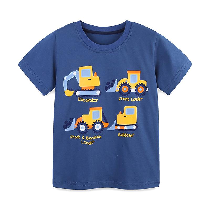 Summer New Kids T-Shirt Boys Short Sleeve T-Shirt Fashion Cart Print Boys Top 7Y(125cm)