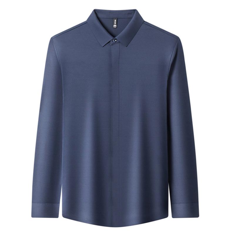 Long Sleeve Men Shirt Solid Color Business Casual Gentleman Shirts
