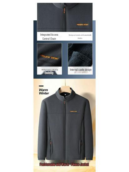 Men's Extra Thick Polar Fleece Jacket – Stand Collar Casual Winter Coat