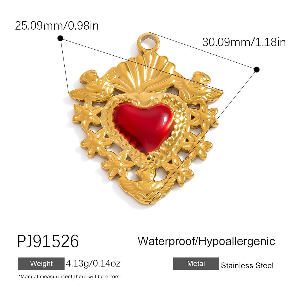 SUMMLY Trendy Wings Flame Heart Valentine's Day Pendant 18K Gold Plated Stainless Steel Romantic Charms Fashion Jewelry